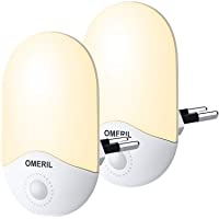 Luz Nocturna Infantil (2 Pack) OMERIL Luz Noche con Luz Sensor- Luz Quitamiedos Infantil con Enchufe Pared- Ahorro de…
